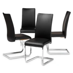 Set Of 4 Cyprien Modern And Contemporary Faux Leather Upholstered Dining Chairs - Baxton Studio -Dine Furniture GUEST cbf5d9c5 92fb 40c5 976e 9c90c39d90d1