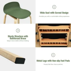 Costway Modern Set Of 4 Barstools 30inch Pub Chairs W/Low Back & Metal Legs Green 18 Costway Modern Set Of 4 Barstools 30inch Pub Chairs W/Low Back & Metal Legs Green -Dine Furniture GUEST cc135a0d 4cc5 4d3b b259 e79f3af376bb