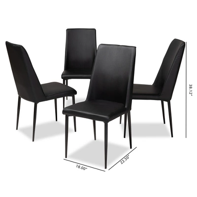 Set Of 4 Chandelle Modern And Contemporary Faux Leather Upholstered Dining Chairs - Baxton Studio 6 Set Of 4 Chandelle Modern And Contemporary Faux Leather Upholstered Dining Chairs - Baxton Studio - Image 4