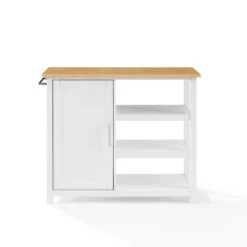 Tristan Open Kitchen Island Cart White/Natural - Crosley -Dine Furniture GUEST cc33963d ed65 47f7 b8d6 ea290d4a6fc2