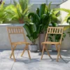 Flash Furniture Indoor/Outdoor Solid Acacia Wood Folding Bistro Chairs In Natural - Set Of 2
