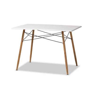 5pc Wayne White And Walnut Metal Dining Set Gray - Baxton Studio 3 5pc Wayne White And Walnut Metal Dining Set Gray - Baxton Studio