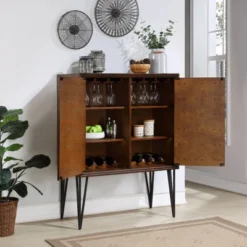 Oxford 2 Door Bar Cabinet Brown - Treasure Trove Accents -Dine Furniture GUEST ccef3e84 e584 451f bbfe a3a9b90f8d29