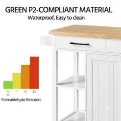 Yaheetech Mobile Kitchen Island Kitchen Trolley Cart With Adjustable Shelves White -Dine Furniture GUEST cdb88405 209c 4f4a 9d8f c07fbae75cd0