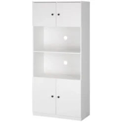 HOMCOM 71" Kitchen Buffet With Hutch, Pantry Storage Cabinet With Shelves, Open Microwave Countertop For Dining Room, Living Room, White -Dine Furniture GUEST cdbd1207 b166 49a2 96c9 b37c9974d8a2