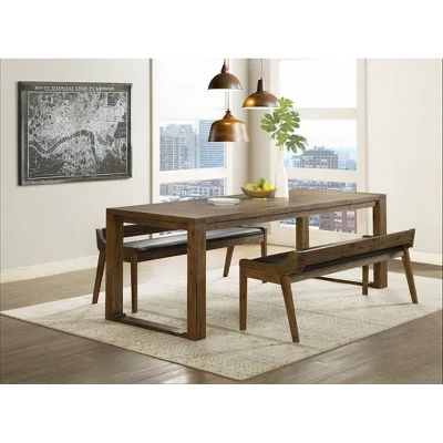 3pc Rasmus Dining Set Chestnut Wire Brush Finish - Boraam 3 3pc Rasmus Dining Set Chestnut Wire Brush Finish - Boraam