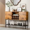 Costway Industrial Kitchen Buffet Sideboard 2-Door Console Table W/Open Shelf Wine Rack
