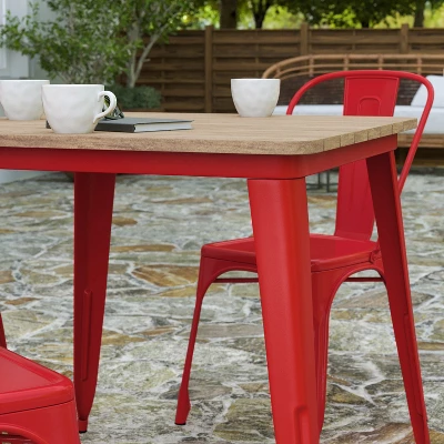 Merrick Lane Indoor/Outdoor Dining Table, 31.5" Square All Weather Poly Resin Top With Steel Base 5 Merrick Lane Indoor/Outdoor Dining Table, 31.5" Square All Weather Poly Resin Top With Steel Base - Image 3