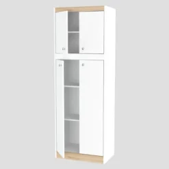 4 Doors Kitchen Storage Cabinet White/Oak - Inval -Dine Furniture GUEST cf9d04db 5d8e 42dd b6ba 4ce1bbe940d5