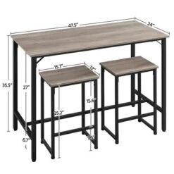 Yaheetech Industrial Counter Height Table Set With 2 Backless Stools For Kitchen 10 Yaheetech Industrial Counter Height Table Set With 2 Backless Stools For Kitchen -Dine Furniture GUEST cfdf4381 8609 4605 9bf2 536add6fd6e6
