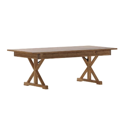 Merrick Lane 7' X 40" Rectangular Antique Rustic Solid Pine Foldable Dining Table With Crisscross Legs 5 Merrick Lane 7' X 40" Rectangular Antique Rustic Solid Pine Foldable Dining Table With Crisscross Legs - Image 3