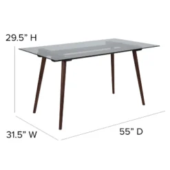 Merrick Lane 31.5" X 55" Rectangular Solid Wood Table With Glass Top -Dine Furniture GUEST d165720d a3c2 4f48 88b4 90b14e32d2ff