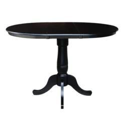 36" Round Top Pedestal Counter Height 12" Drop Leaf Dining Table Black - International Concepts -Dine Furniture GUEST d29c1cc7 8a15 4ba5 a548 b0d8f0ce14ff