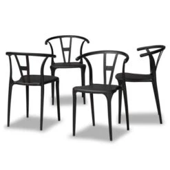 4pc Warner Plastic Dining Chair Set - Baxton Studio -Dine Furniture GUEST d3074905 a4d7 4646 b7d8 b264ee8523a7