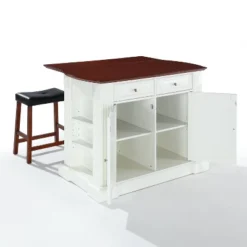 Coventry Drop Leaf Top Kitchen Island With Upholstered Saddle Stools White - Crosley 17 Coventry Drop Leaf Top Kitchen Island With Upholstered Saddle Stools White - Crosley -Dine Furniture GUEST d36a20b0 061a 435b 8727 f8610ba1ea4a