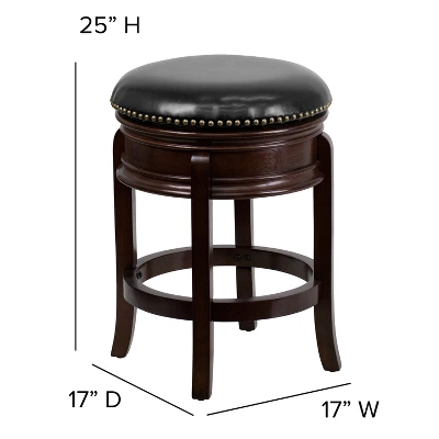 Merrick Lane Clara Backless Wooden Counter Stool With Faux Leather 360 Degree Swivel Seat 8 Merrick Lane Clara Backless Wooden Counter Stool With Faux Leather 360 Degree Swivel Seat - Image 6