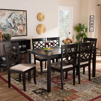 7pc Mael Dining Set Dark Brown/Espresso - Baxton Studio 7 7pc Mael Dining Set Dark Brown/Espresso - Baxton Studio - Image 5