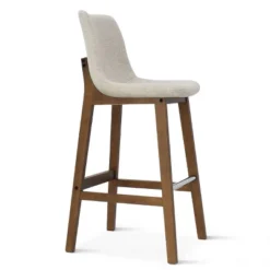 South 28" Seat Height Upholstered Bar Stool With Rubberwood Legs And Stainless Steel Foot Rest(Set Of 2) -The Pop Maison -Dine Furniture GUEST d4c99425 5abf 4f85 8cef bcdae9741805