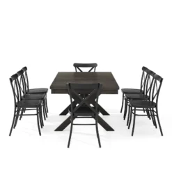 9pc Hayden Extendable Dining Set With Camille Chairs Matte Black/Slate - Crosley -Dine Furniture GUEST d4d55860 0e81 4b91 a1a6 376cc24dfe73