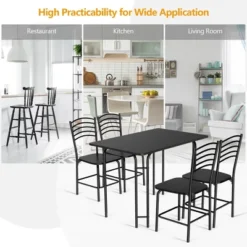 5 Pcs Modern Dining Table Set 4 Chairs Steel Frame Home Kitchen Furniture Black -Dine Furniture GUEST d4edee27 4b05 4a2e 9811 5bcf12f4164c