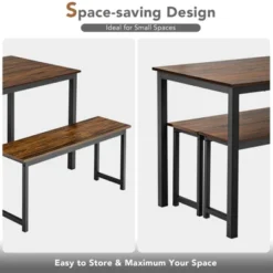 Tangkula 3pcs Dining Table Set For 4 Modern Industrial Counter Height Kitchen Table Set With 2 Benches For Dining Room Natural/Brown 20 Tangkula 3pcs Dining Table Set For 4 Modern Industrial Counter Height Kitchen Table Set With 2 Benches For Dining Room Natural/Brown -Dine Furniture GUEST d51dfcd5 3965 4960 8d8b 21e1f339982e