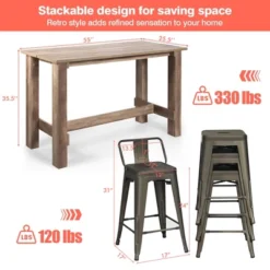 Costway 5 PCS Dining Table Set Kitchen Rectangular Counter Height Table W/ 4 Bar Stools -Dine Furniture GUEST d5db2e4c 6797 4fad afc6 963e458ba906