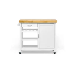 Denver Modern Kitchen Cart White - Baxton Studio -Dine Furniture GUEST d6f3102e 44c5 4363 95c7 9987386d5dfe