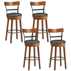 Costway Set Of 2/4 BarStool 30.5'' Swivel Pub Height Dining Chair With Rubber Wood Legs -Dine Furniture GUEST d9fd5f83 02b0 473f b36e 557f4e3f8685