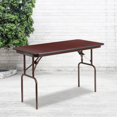 Flash Furniture 4-Foot Mahogany Melamine Laminate Folding Banquet Table 3 Flash Furniture 4-Foot Mahogany Melamine Laminate Folding Banquet Table