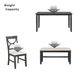 6 PCS Farmhouse Wood Dining Table Set With Table And Upholstered Chairs-ModernLuxe -Dine Furniture GUEST dad54556 9532 4748 8bac c6bcff98a367