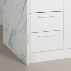 Myro Kitchen Island Faux White Marble/White - South Shore -Dine Furniture GUEST daf912b1 6247 4867 8add faa3a71f86d5