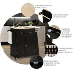 Costway Rolling Kitchen Island Utility Trolley Cabinet Storage Spice Towel Rack -Dine Furniture GUEST db2cb73e 0091 4b9e ac6e 20d5962c5987