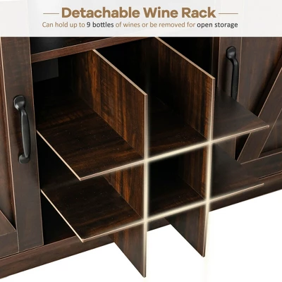 Costway Buffet Storage Cabinet Farmhouse Sideboard W/9-Bottle Wine Rack & 2 Doors 10 Costway Buffet Storage Cabinet Farmhouse Sideboard W/9-Bottle Wine Rack & 2 Doors - Image 8