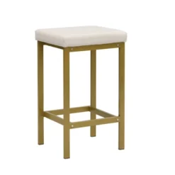 Modern 4-Piece Counter Height Extra Long Bar Kitchen Set With 3 Fabric Stools, Gold+Beige-ModernLuxe -Dine Furniture GUEST dbe3d97f a206 4b2d a20c 48b432025df0