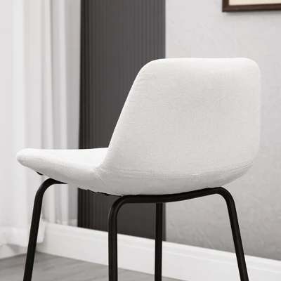 HOMCOM 29.5" Bar Stools Set Of 2, Upholstered Extra Tall Barstools, Armless Bar Chairs With Back, Steel Legs, Cream White 6 HOMCOM 29.5" Bar Stools Set Of 2, Upholstered Extra Tall Barstools, Armless Bar Chairs With Back, Steel Legs, Cream White - Image 4