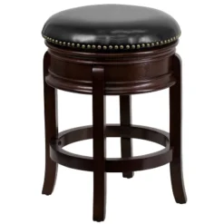 Merrick Lane Clara Backless Wooden Counter Stool With Faux Leather 360 Degree Swivel Seat 21 Merrick Lane Clara Backless Wooden Counter Stool With Faux Leather 360 Degree Swivel Seat -Dine Furniture GUEST dc70622a 3334 42c5 9e82 219be8cfd844