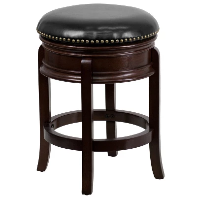 Merrick Lane Clara Backless Wooden Counter Stool With Faux Leather 360 Degree Swivel Seat 12 Merrick Lane Clara Backless Wooden Counter Stool With Faux Leather 360 Degree Swivel Seat - Image 10