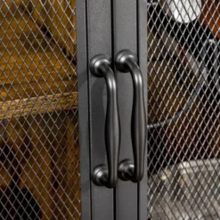 HOMCOM Industrial Wine Rack For 9 Bottles, Retro Liquor Cabinet With Glass Holders, Mesh Doors, And Storage Shelf For Home Bar, Dining Room, Brown -Dine Furniture GUEST dd036dc3 72ce 4661 8f3c 814821c07d3b