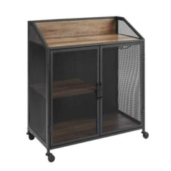 Urban Industrial Metal Mesh Bar Cart With Wheels - Saracina Home -Dine Furniture GUEST dd4aab33 4fa7 46d9 8da8 70a2ef5a06d8