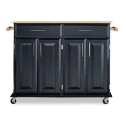 Dolly Madison Kitchen Island Cart Wood/Black/Natural - Home Styles -Dine Furniture GUEST dd717d8c 6e74 4ed7 9132 0527b85fb965