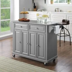 Stainless Steel Top Kitchen Cart/Island Vintage Gray - Crosley -Dine Furniture GUEST deab7019 7ef9 44a4 8fb2 802560fa3b04