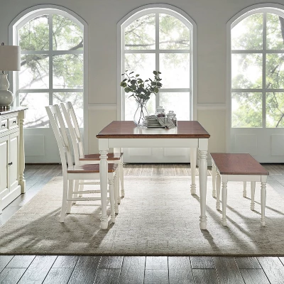 4pc Shelby Dining Set Distressed White - Crosley 3 4pc Shelby Dining Set Distressed White - Crosley