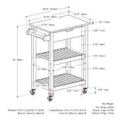 Sage Open Storage Wood Kitchen Cart Black - CorLiving -Dine Furniture GUEST dfafc8fb 3244 4f4d 85e6 5fdd58409ce2