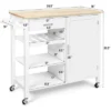 Costway 4-Tier Wood Kitchen Island Trolley Cart Storage Cabinet W/ Wine Rack White -Dine Furniture GUEST dfe09154 8e8b 4f09 87ab 34bbb6c12787