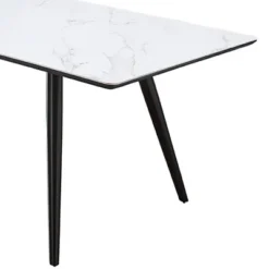 71" Caspian Dining Table White Printed Faux Marble/Black Finish - Acme Furniture -Dine Furniture GUEST e0297b3b 1fa5 4266 a67d fcfc8b4321c4