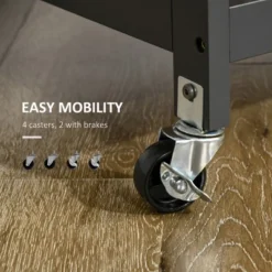 HOMCOM Utility Kitchen Cart, Rolling Kitchen Island Storage Trolley With Rack, Shelves, Drawer And Cabinet, Gray -Dine Furniture GUEST e05ba839 87b0 4aac a58b d311181c8302