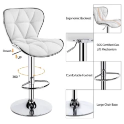 Yaheetech 2pcs Height Adjustable PU Leather Upholstered Swivel Bar Stool Chairs -Dine Furniture GUEST e17dc04b ab5c 4aa8 8d3f f30c32a7e81c