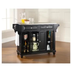 Cambridge Stainless Steel Top Kitchen Island - Black - Crosley -Dine Furniture GUEST e1cd5a1d bd41 4681 b017 697953a80bdf