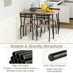 Costway 5PCS Dining Table Set 4 Chairs Wood & Metal Frame Space-saving Kitchen Furniture 17 Costway 5PCS Dining Table Set 4 Chairs Wood & Metal Frame Space-saving Kitchen Furniture -Dine Furniture GUEST e25c0aef 94d8 4de3 b1cf c9be730cc1a9