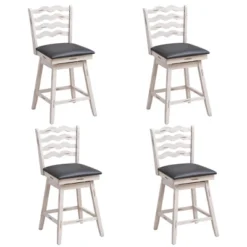Costway Set Of 4 Swivel Bar Stools Bar Height Upholstered Faux Leather Dining Chairs 20 Costway Set Of 4 Swivel Bar Stools Bar Height Upholstered Faux Leather Dining Chairs -Dine Furniture GUEST e2611ae1 a818 4c33 9104 e61e43e72ac7